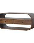Chestnut Curved Edge Media Unit with 2 Drawers