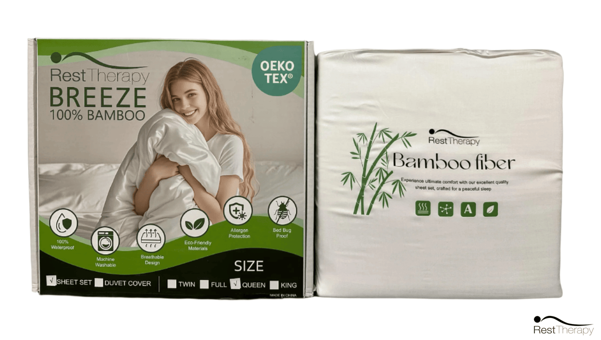 Rest Therapy Breeze Bamboo Bed Sheet and Pillowcase Bedding Package in White, image 3