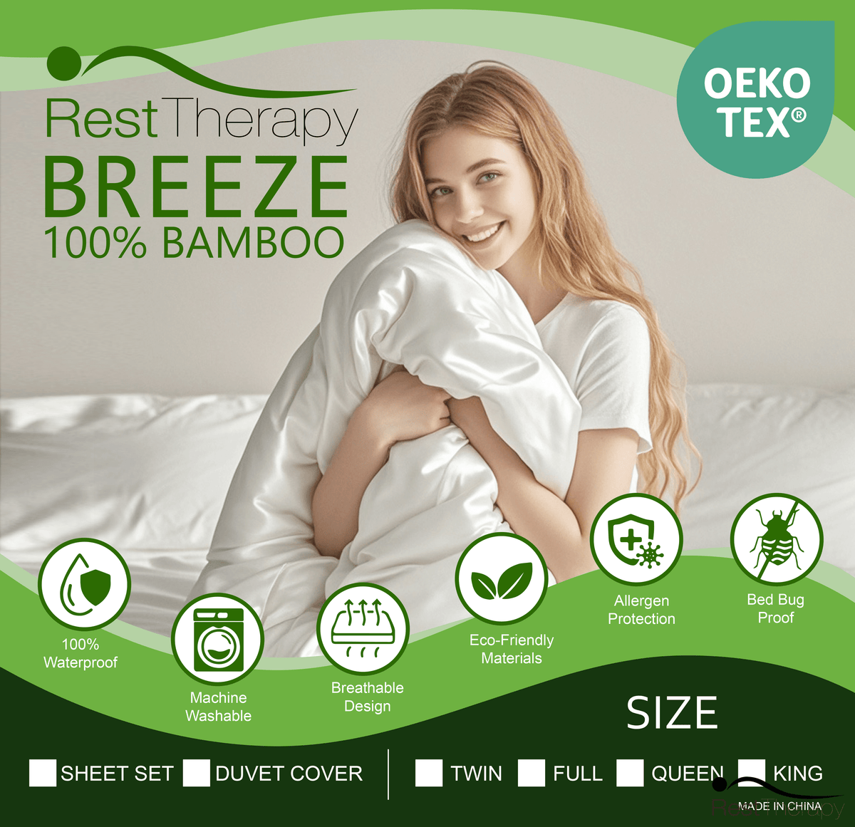 Rest Therapy Breeze Bamboo Duvet Cover in White, image 4