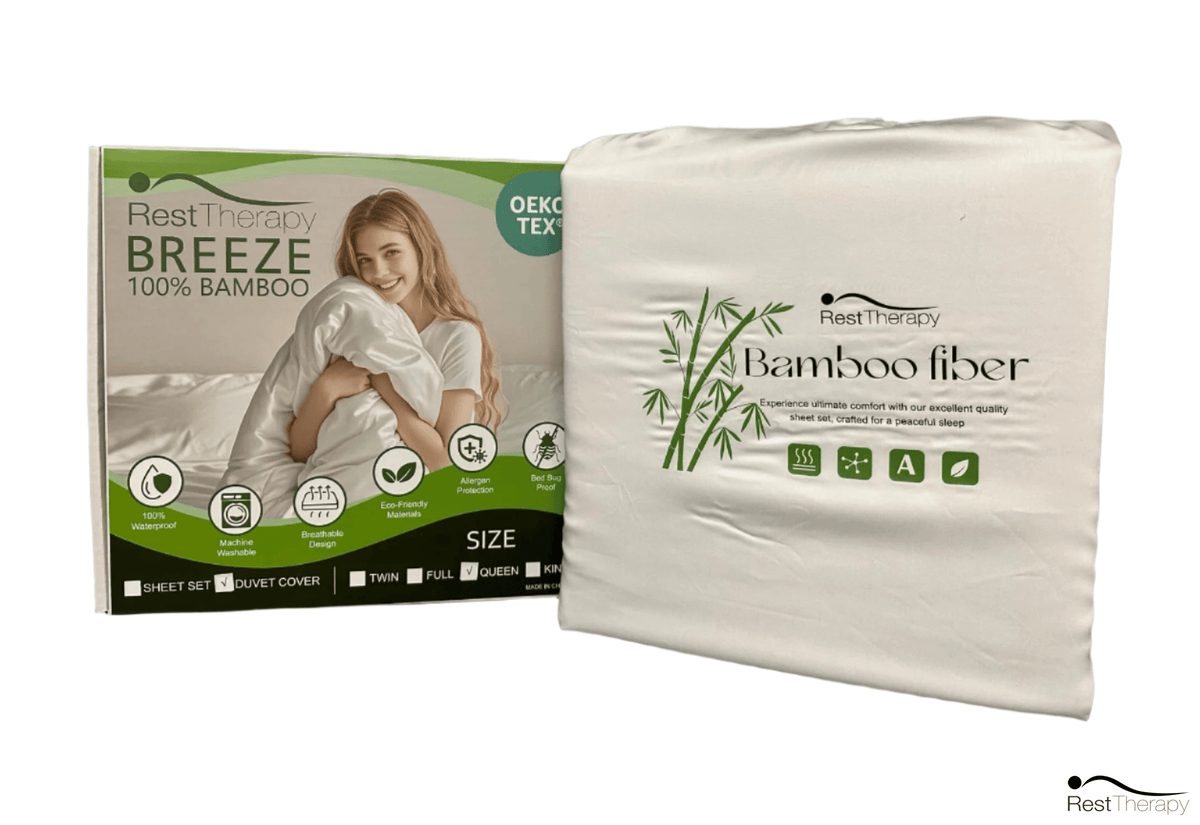 Rest Therapy Breeze Bamboo Duvet Cover in White, image 2