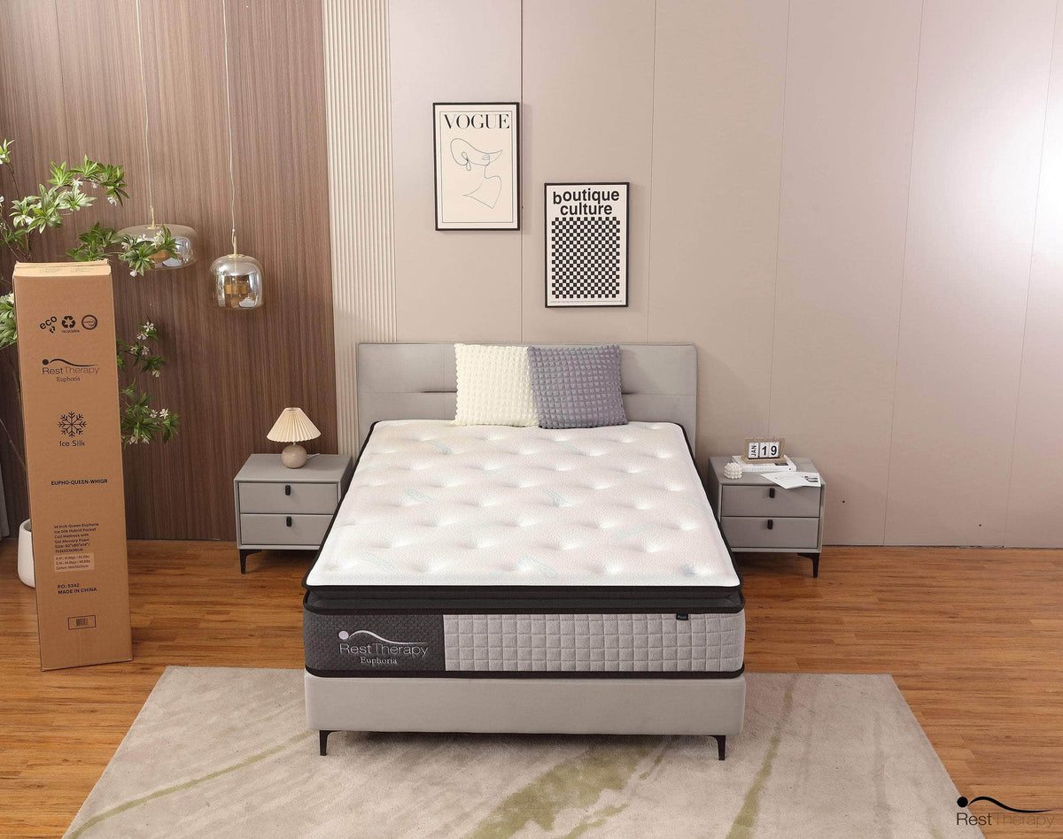 Rest Therapy 14 Inch Euphoria Cooling Pillow Top Plush Hybrid Pocket Coil Mattress with Cool Gel Memory Foam, image 4