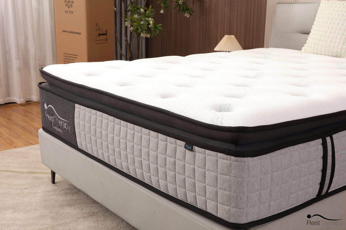 Rest Therapy 14 Inch Euphoria Cooling Pillow Top Plush Hybrid Pocket Coil Mattress with Cool Gel Memory Foam, image 8