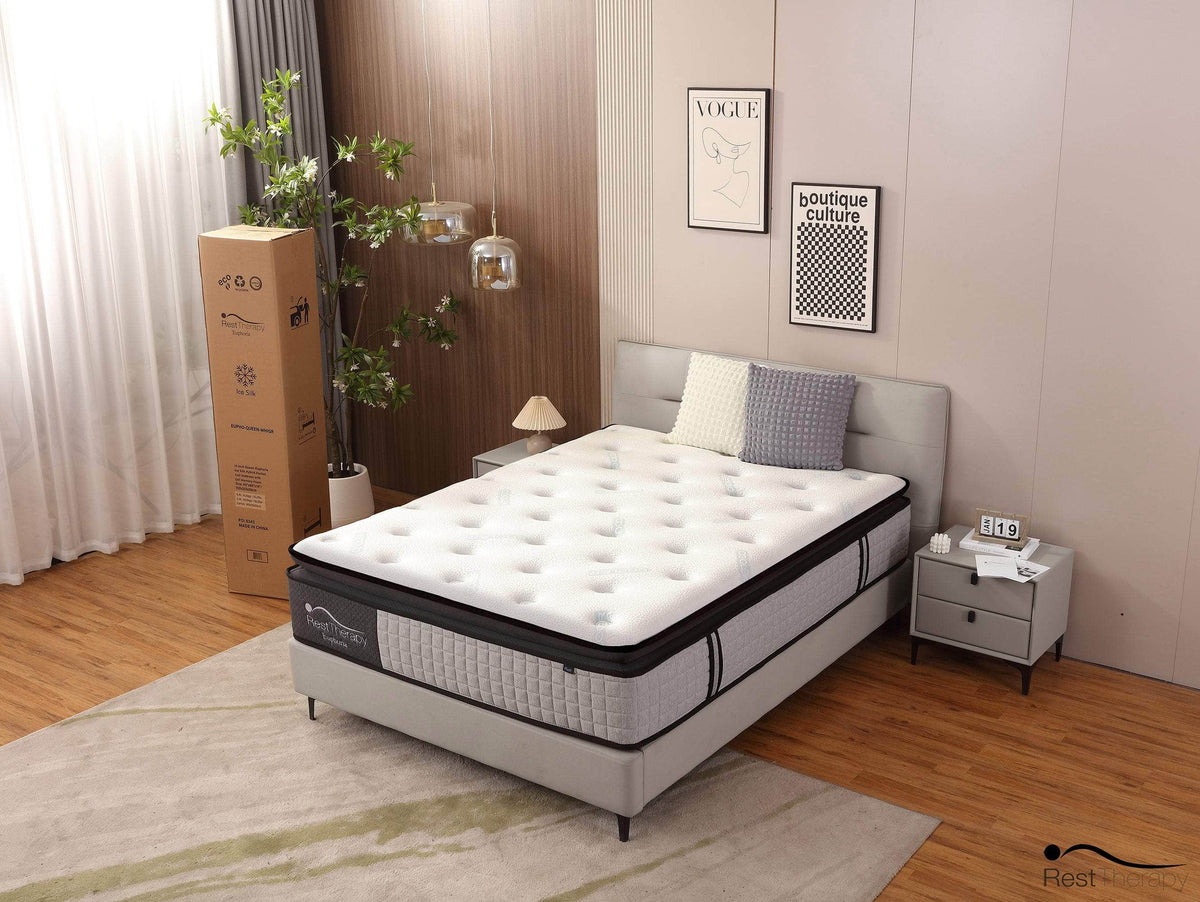 Rest Therapy 14 Inch Euphoria Cooling Pillow Top Plush Hybrid Pocket Coil Mattress with Cool Gel Memory Foam, image 1