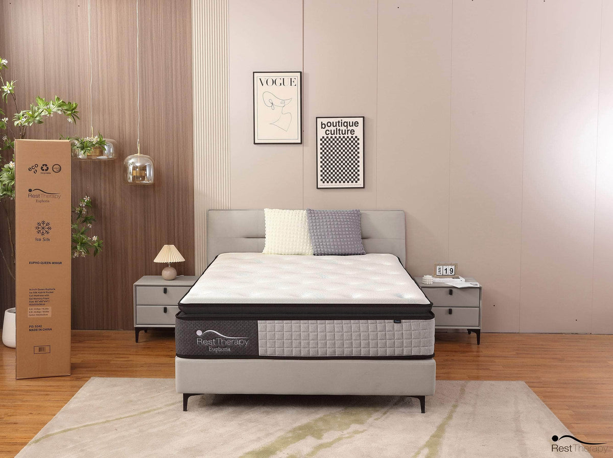 Rest Therapy 14 Inch Euphoria Cooling Pillow Top Plush Hybrid Pocket Coil Mattress with Cool Gel Memory Foam, image 3
