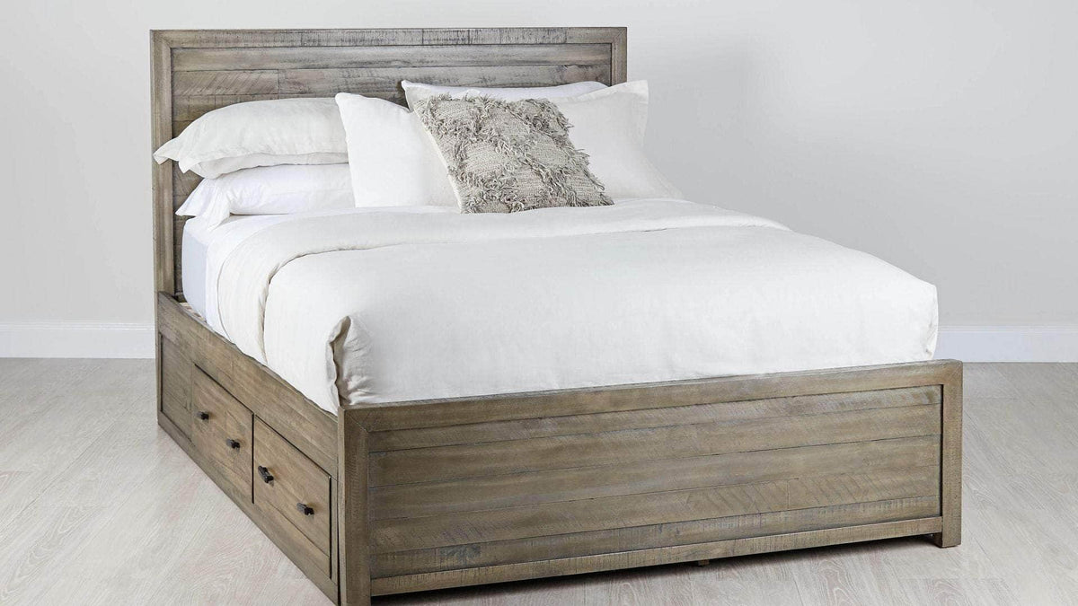 Rustic Classics Whistler Reclaimed Wood Platform Bed with 4 Storage Drawers in Grey, image 1