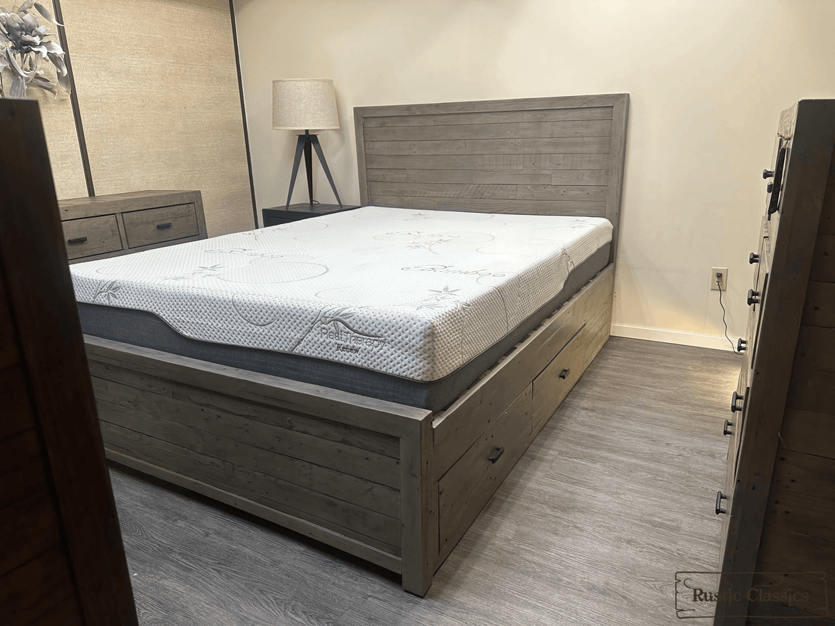 Rustic Classics Whistler Reclaimed Wood Platform Bed with 4 Storage Drawers in Grey, image 16