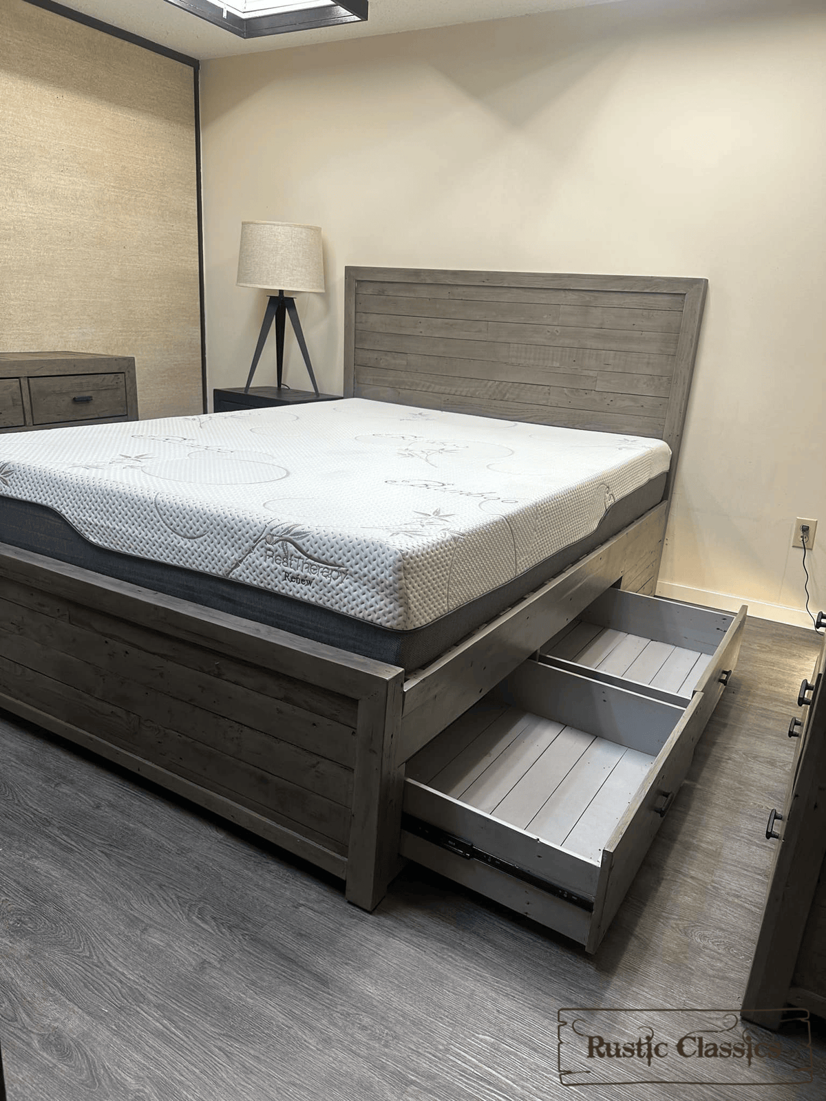 Rustic Classics Whistler Reclaimed Wood Platform Bed with 4 Storage Drawers in Grey, image 14