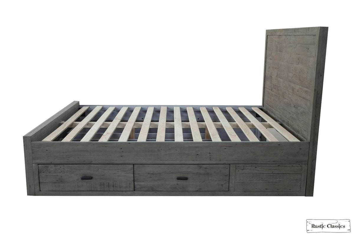 Rustic Classics Whistler Reclaimed Wood Platform Bed with 4 Storage Drawers in Grey, image 9