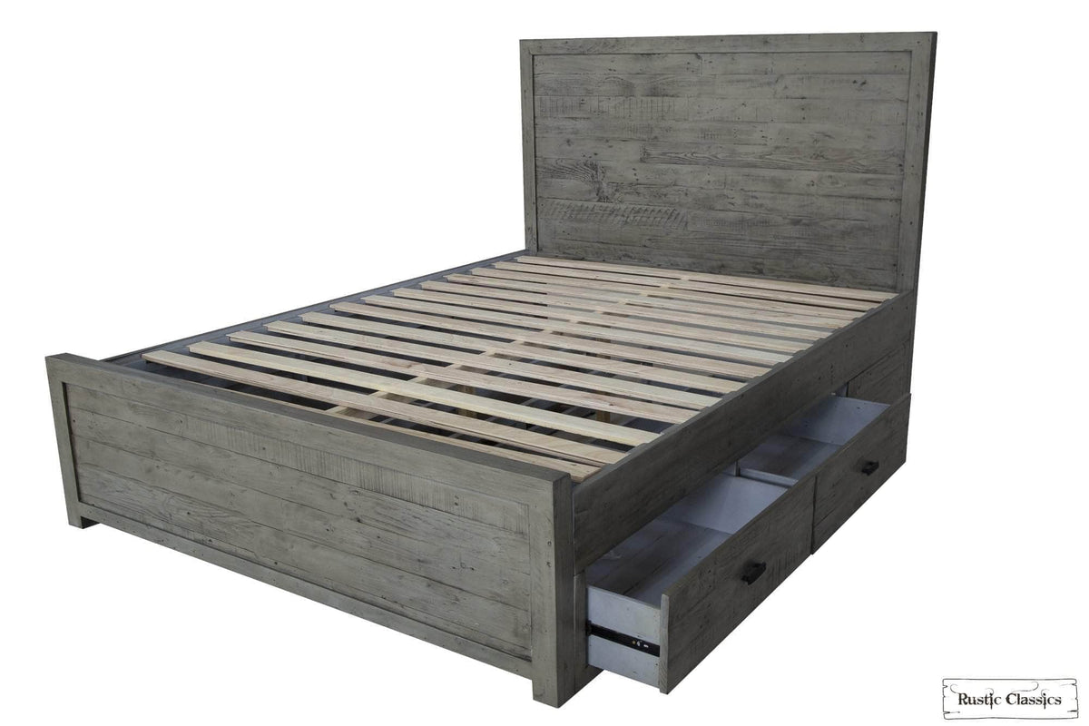 Rustic Classics Whistler Reclaimed Wood Platform Bed with 4 Storage Drawers in Grey, image 8
