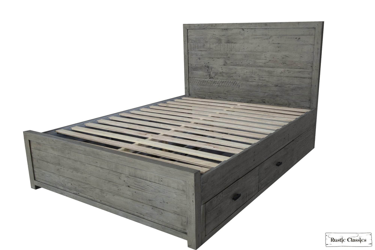 Rustic Classics Whistler Reclaimed Wood Platform Bed with 4 Storage Drawers in Grey, image 7