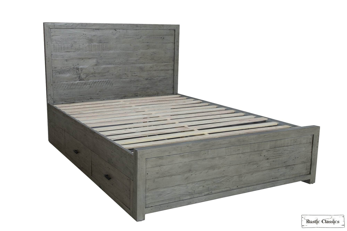 Rustic Classics Whistler Reclaimed Wood Platform Bed with 4 Storage Drawers in Grey, image 5
