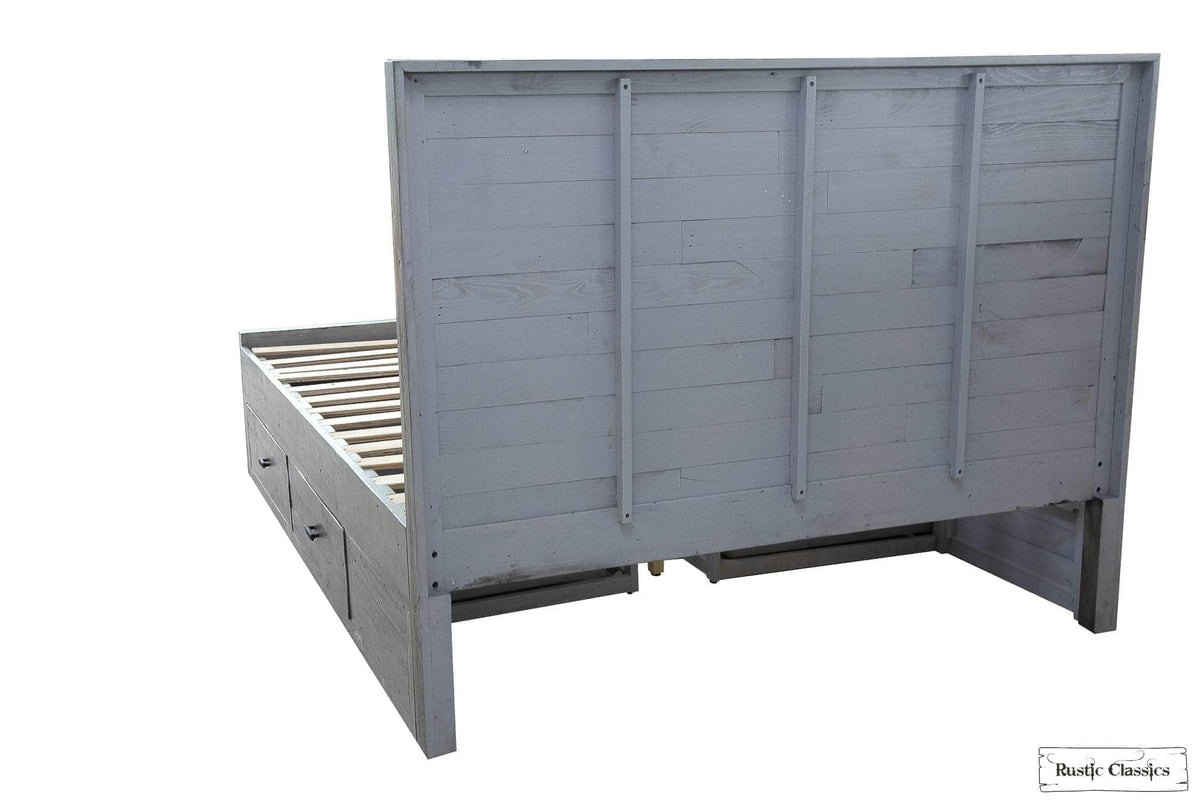 Rustic Classics Whistler Reclaimed Wood Platform Bed with 4 Storage Drawers in Grey, image 11