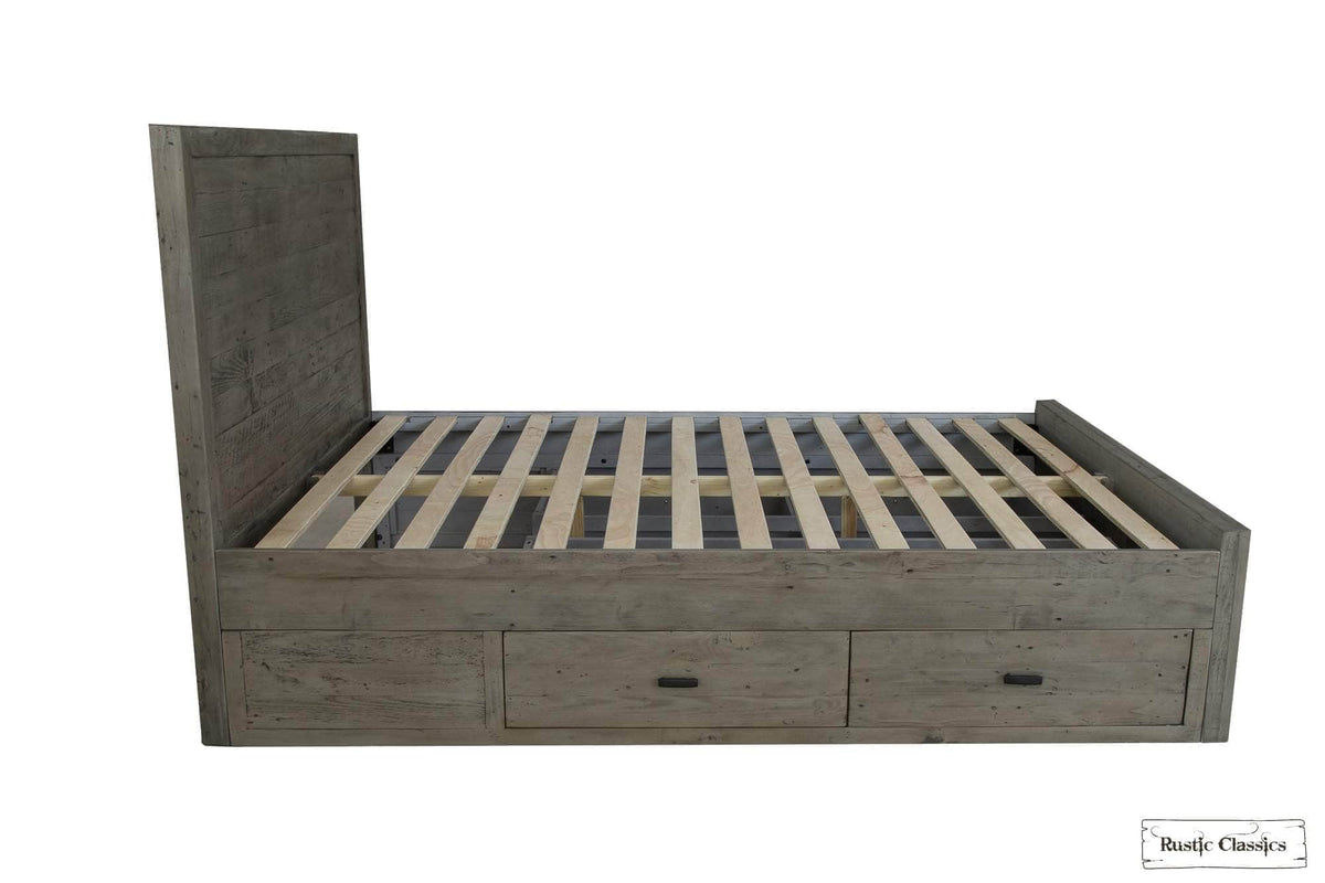 Rustic Classics Whistler Reclaimed Wood Platform Bed with 4 Storage Drawers in Grey, image 10