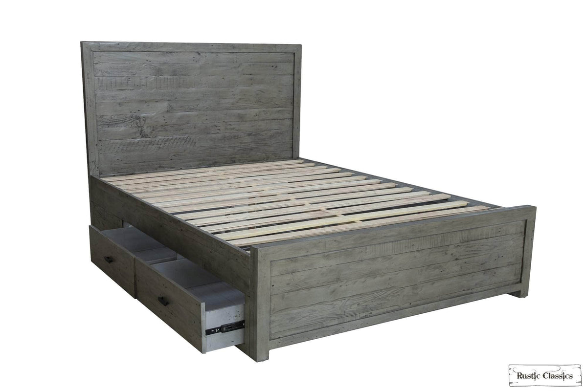 Rustic Classics Whistler Reclaimed Wood Platform Bed with 4 Storage Drawers in Grey, image 6