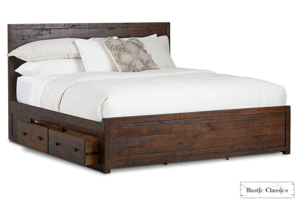 Rustic Classics Whistler 4 Piece Reclaimed Wood Storage Platform Bedroom Furniture Set in Brown, image 4