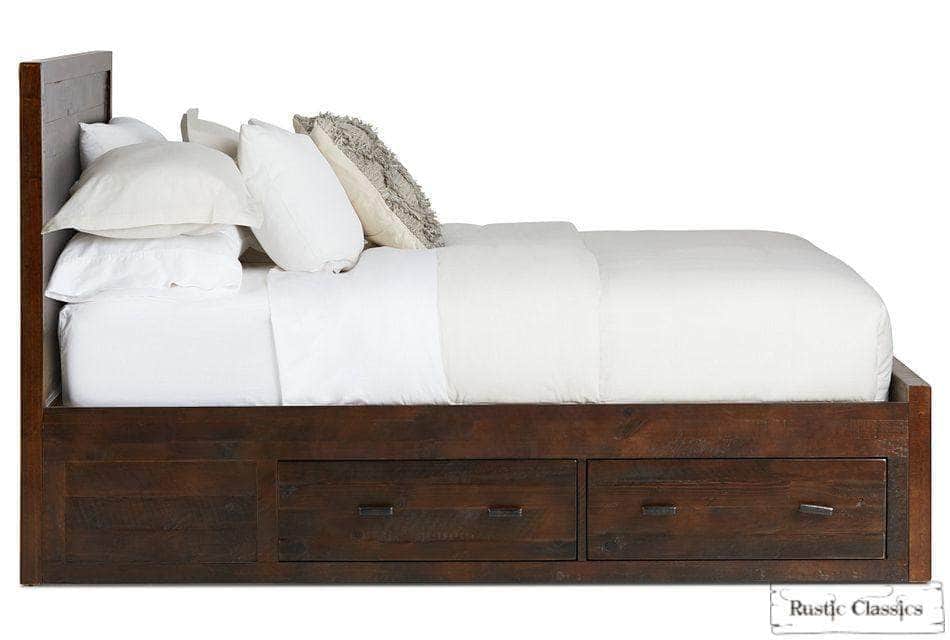 Rustic Classics Whistler 4 Piece Reclaimed Wood Storage Platform Bedroom Furniture Set in Brown, image 6