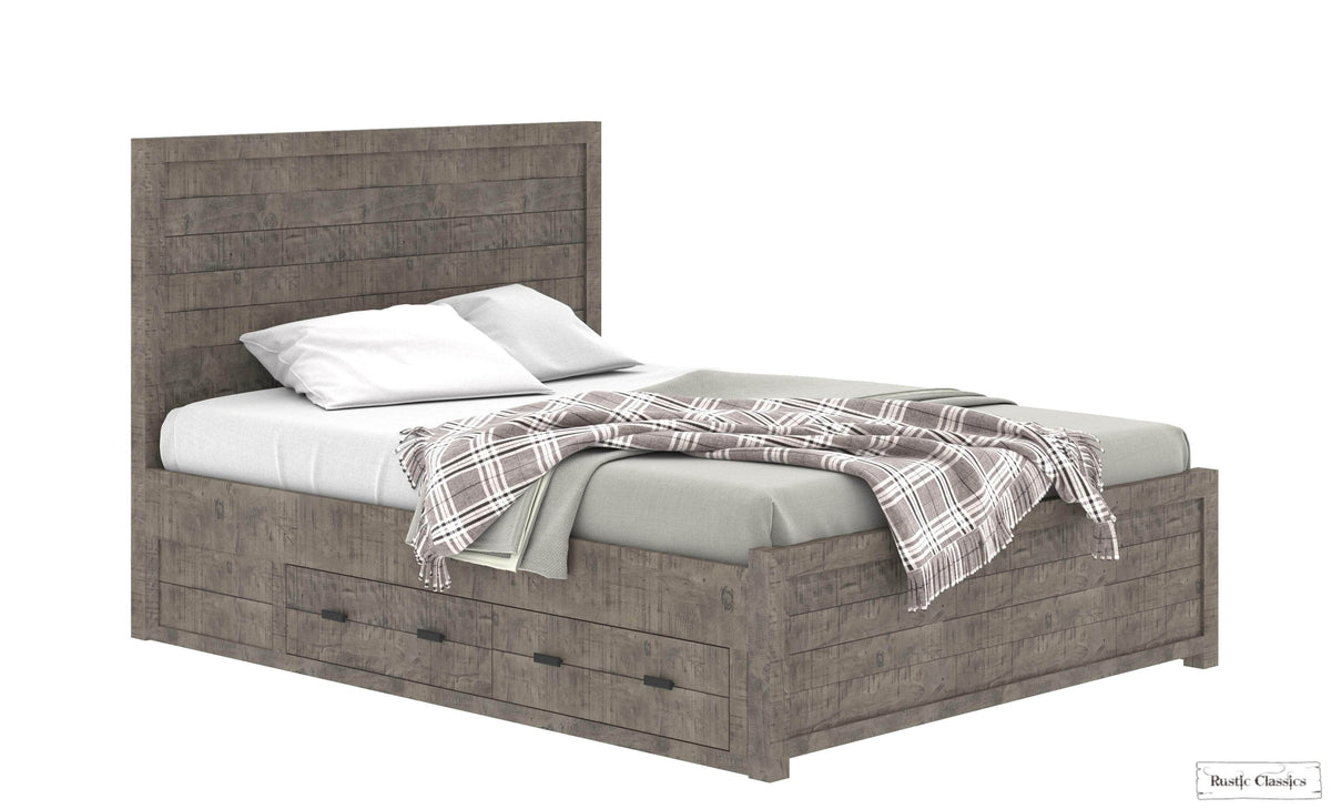 Rustic Classics Whistler 4 Piece Reclaimed Wood Storage Platform Bedroom Furniture Set in Grey, image 8