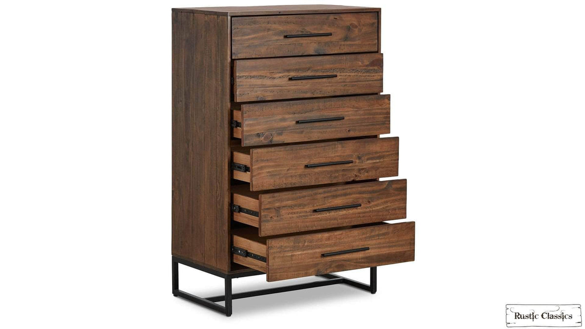 Rustic Classics Blackcomb Reclaimed Wood and Metal 6 Drawer Chest in Coffee Bean, image 7