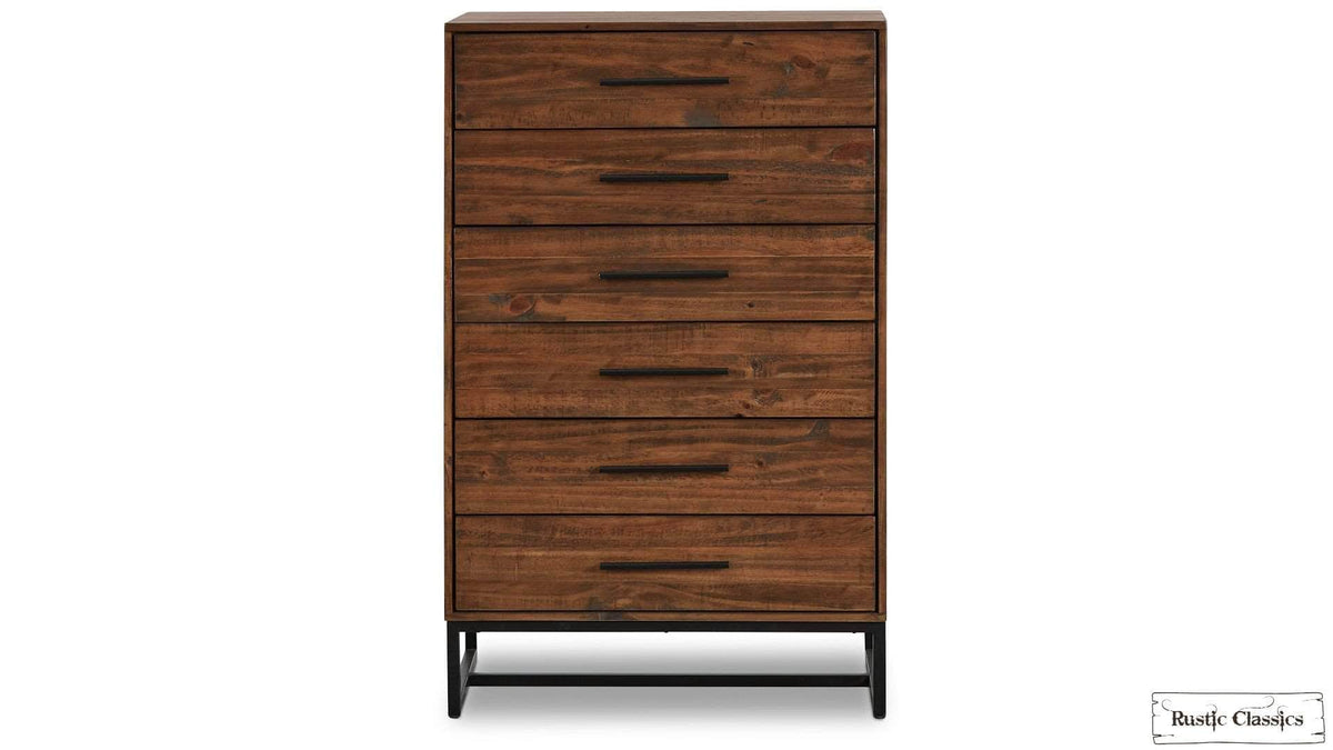 Rustic Classics Blackcomb Reclaimed Wood and Metal 6 Drawer Chest in Coffee Bean, image 6