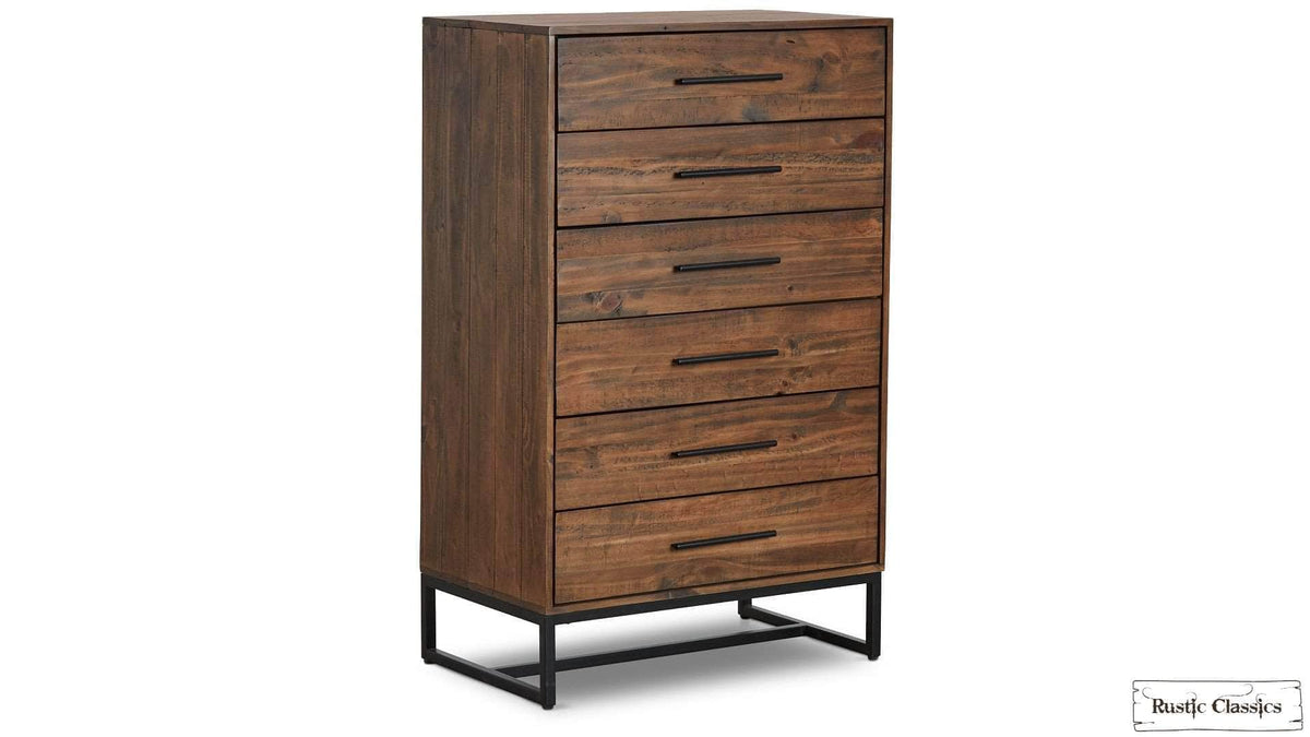 Rustic Classics Blackcomb Reclaimed Wood and Metal 6 Drawer Chest in Coffee Bean, image 8