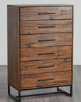 Rustic Classics Blackcomb Reclaimed Wood and Metal 6 Drawer Chest in Coffee Bean, image 1