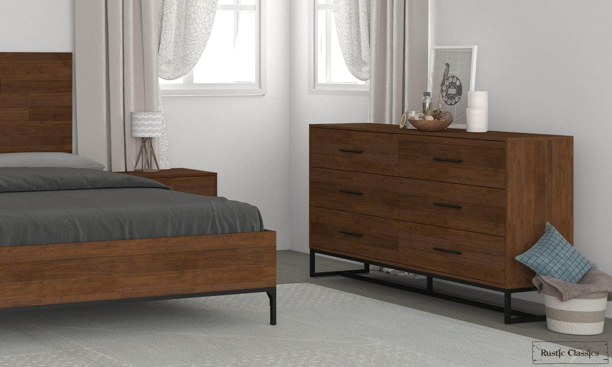 Rustic Classics Blackcomb Reclaimed Wood and Metal 6 Drawer Dresser in Coffee Bean, image 6