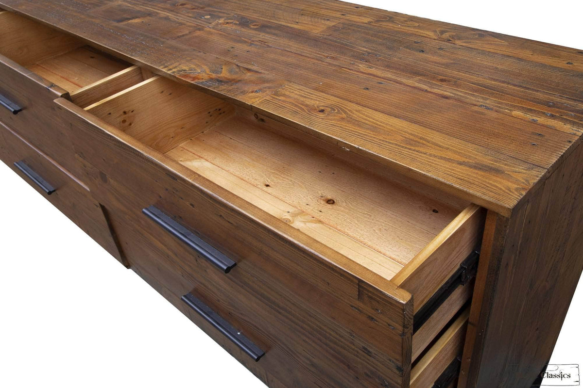 Rustic Classics Blackcomb Reclaimed Wood and Metal 6 Drawer Dresser in Coffee Bean, image 13
