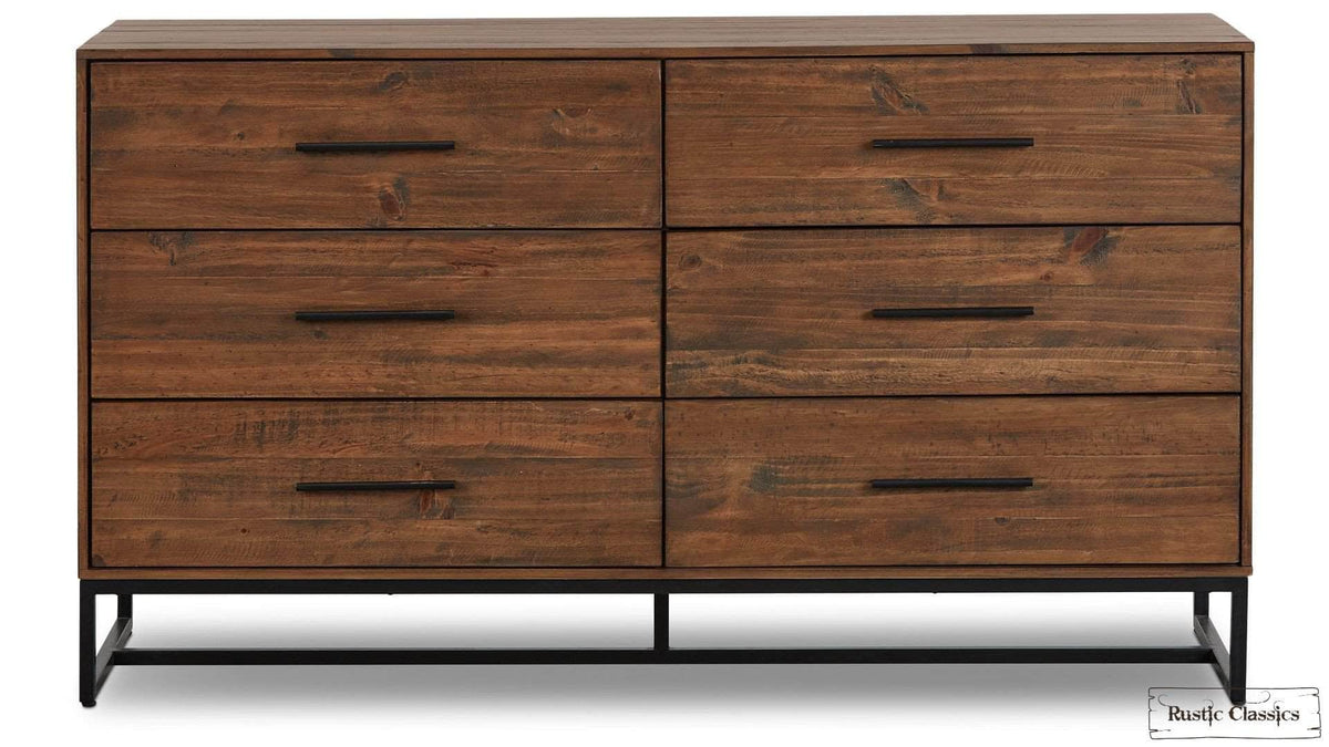Rustic Classics Blackcomb Reclaimed Wood and Metal 6 Drawer Dresser in Coffee Bean, image 7
