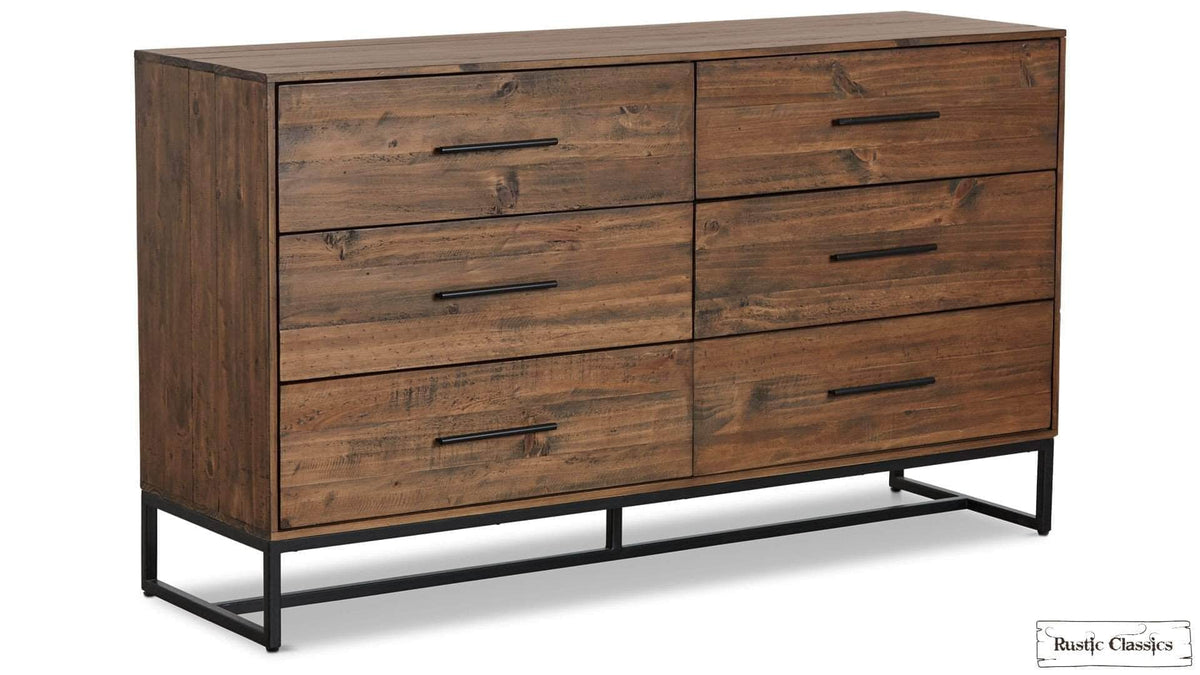 Rustic Classics Blackcomb Reclaimed Wood and Metal 6 Drawer Dresser in Coffee Bean, image 8