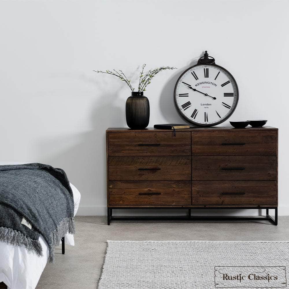 Rustic Classics Blackcomb Reclaimed Wood and Metal 6 Drawer Dresser in Coffee Bean, image 2