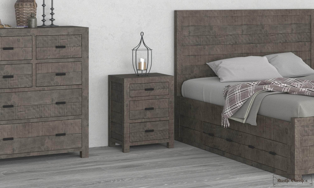 Rustic Classics Whistler Reclaimed Wood 3 Drawer Nightstand in Grey, image 2