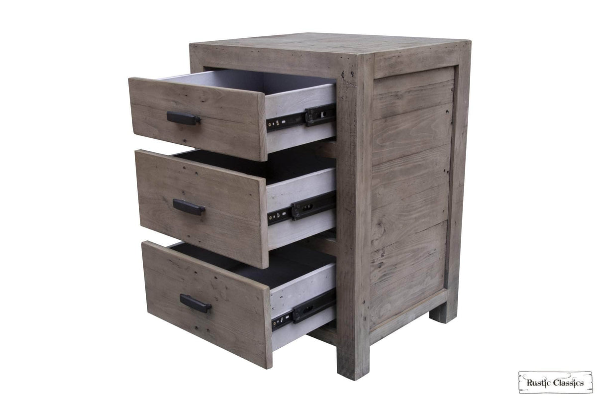 Rustic Classics Whistler Reclaimed Wood 3 Drawer Nightstand in Grey, image 8