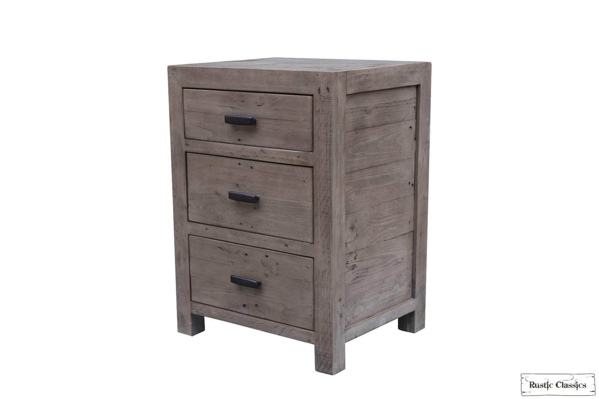 Rustic Classics Whistler Reclaimed Wood 3 Drawer Nightstand in Grey, image 7