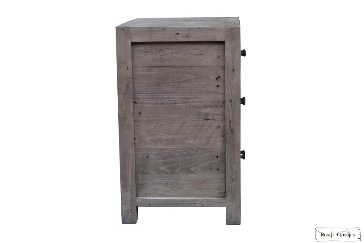 Rustic Classics Whistler Reclaimed Wood 3 Drawer Nightstand in Grey, image 10