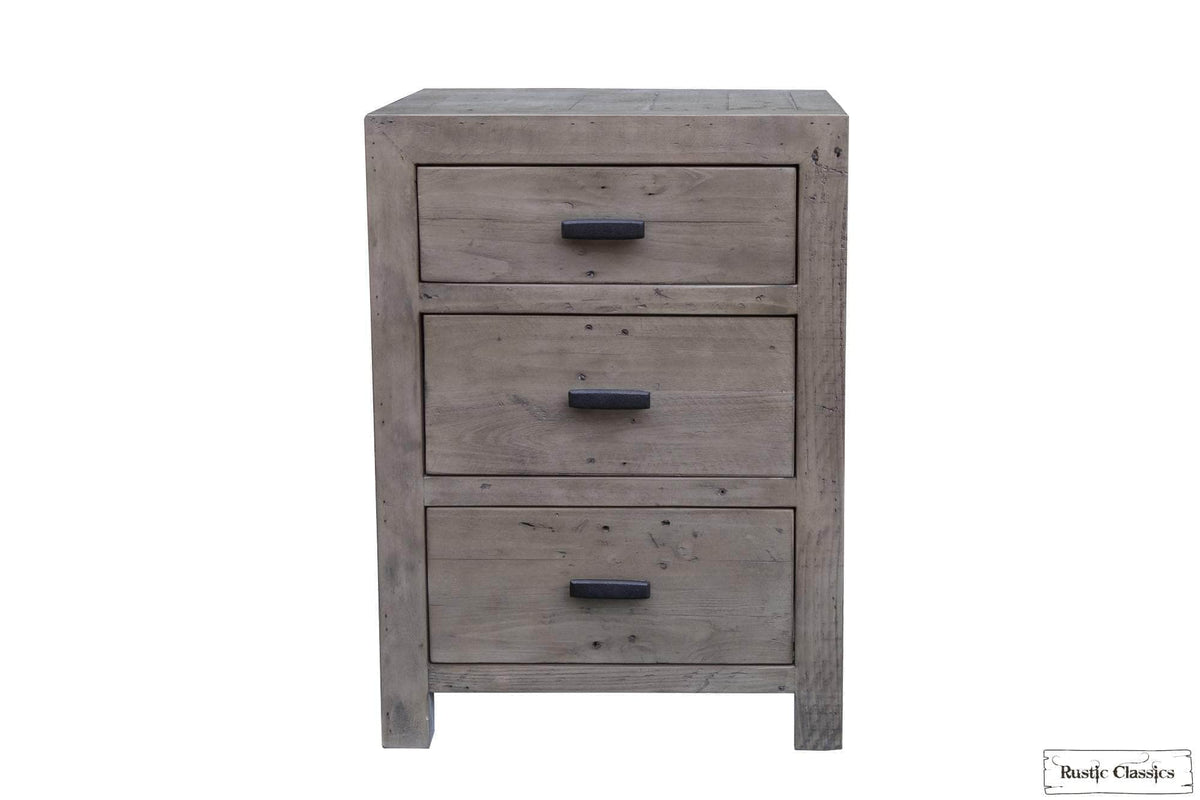 Rustic Classics Whistler Reclaimed Wood 3 Drawer Nightstand in Grey, image 5