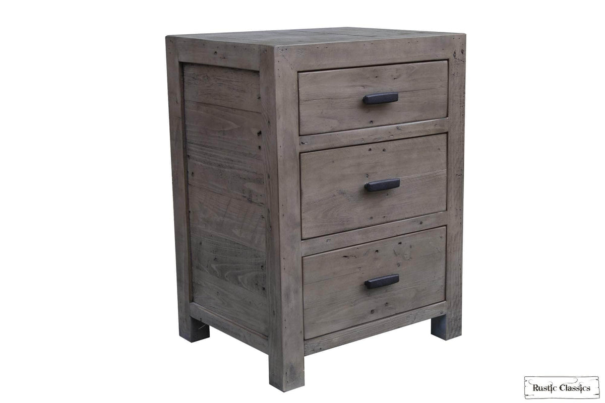 Rustic Classics Whistler Reclaimed Wood 3 Drawer Nightstand in Grey, image 6