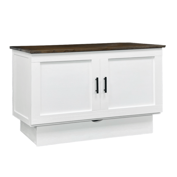 Sleep Chest Cape Cod Murphy Cabinet Bed in Brushed White and Acacia, image 1