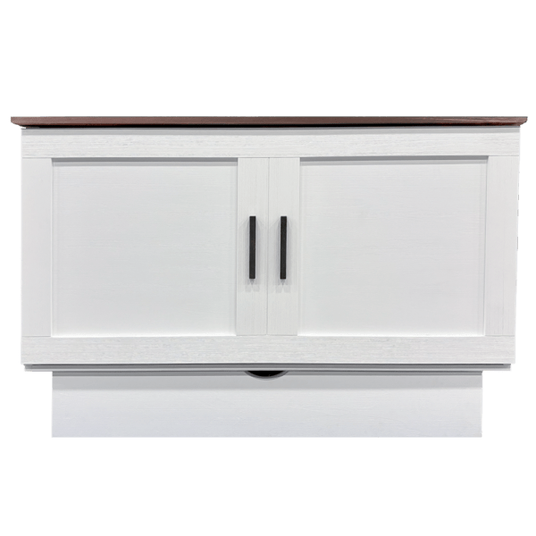 Sleep Chest Cape Cod Murphy Cabinet Bed in Brushed White and Acacia, image 2