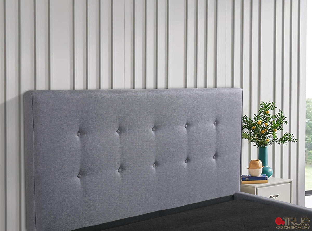 True Contemporary Drew Grey Tufted Linen Platform Bed, image 4