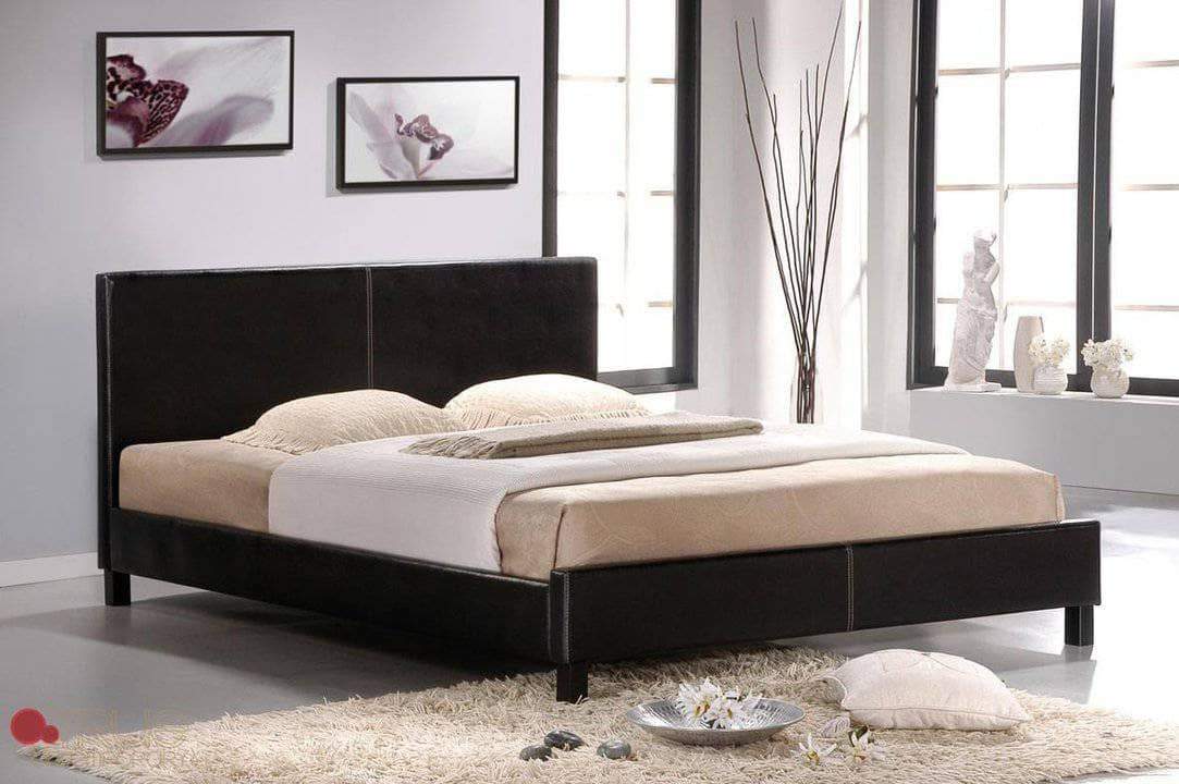 True Contemporary Mirabel Espresso Faux Leather Platform Bed, image 1
