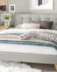 True Contemporary Drew Grey Tufted Linen Platform Bed, image 3