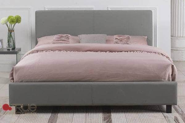 True Contemporary Mirabel Grey Faux Leather Platform Bed, image 2