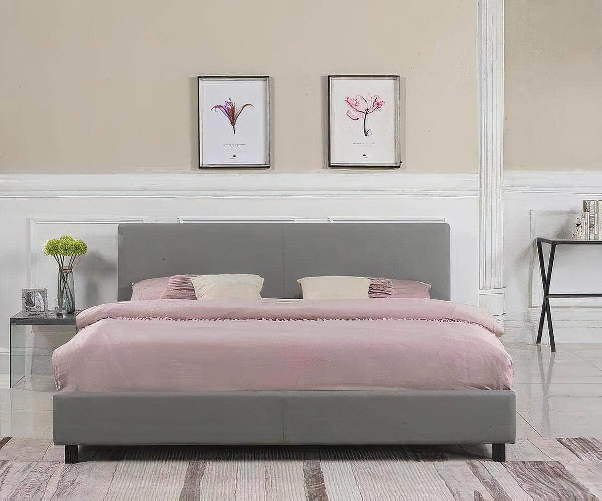 True Contemporary Mirabel Grey Faux Leather Platform Bed, image 3