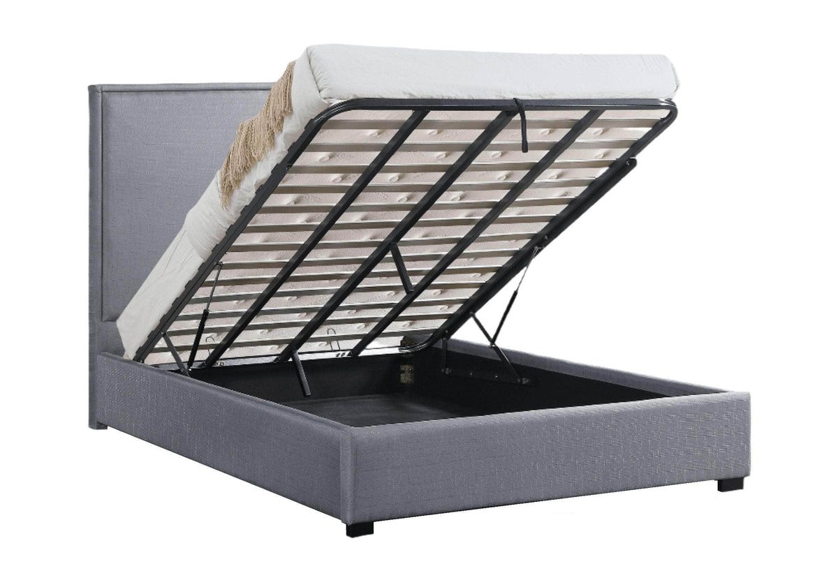 True Contemporary Byron Hydraulic Lift Up Storage Platform Bed in Grey Linen, image 4