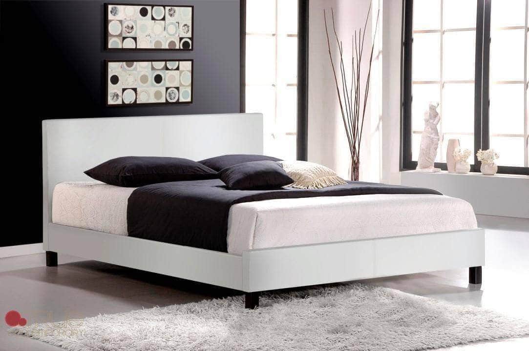 True Contemporary Mirabel White Faux Leather Platform Bed, image 1