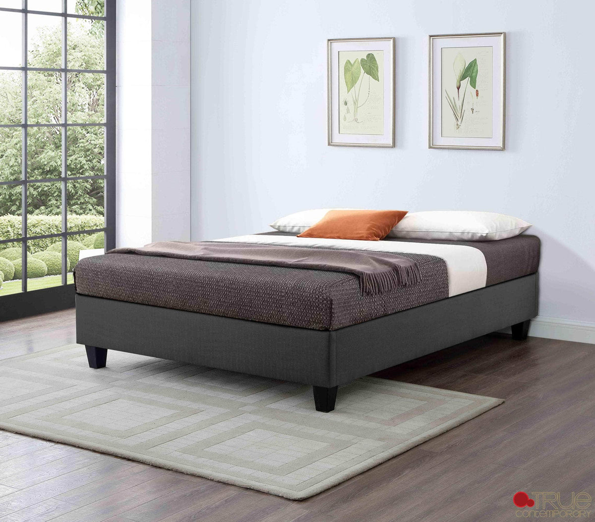 True Contemporary EZ Base Foundation Dark Grey Platform Bed, image 1