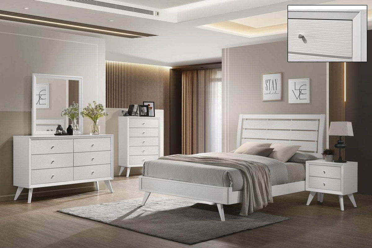 True Contemporary 5 Piece Mia Queen Size Bedroom Furniture Set in White, image 1