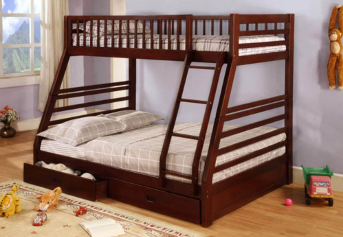 IFDC Fraser Twin over Full Bunk Bed with Storage Drawers and Solid Wood, image 4
