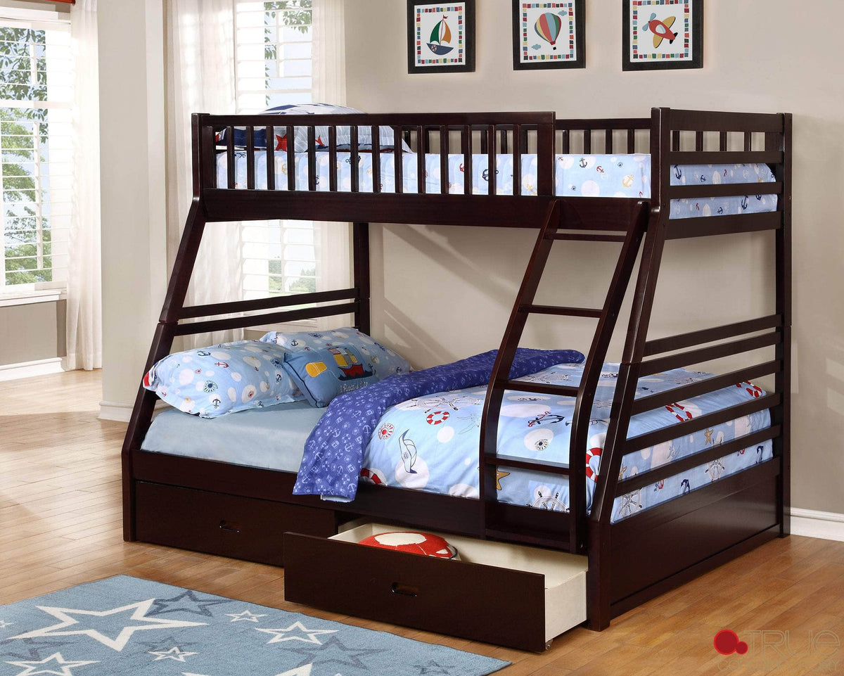 IFDC Fraser Twin over Full Bunk Bed with Storage Drawers and Solid Wood, image 2