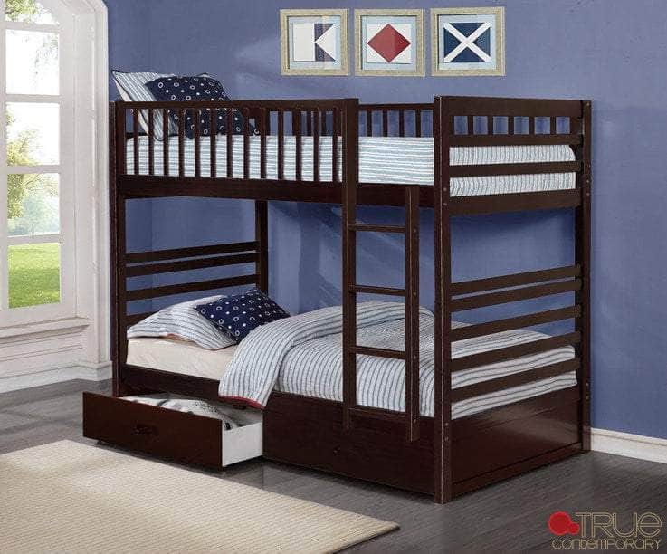 IFDC Fraser Twin over Twin Bunk Bed with Storage Drawers and Solid Wood, image 2